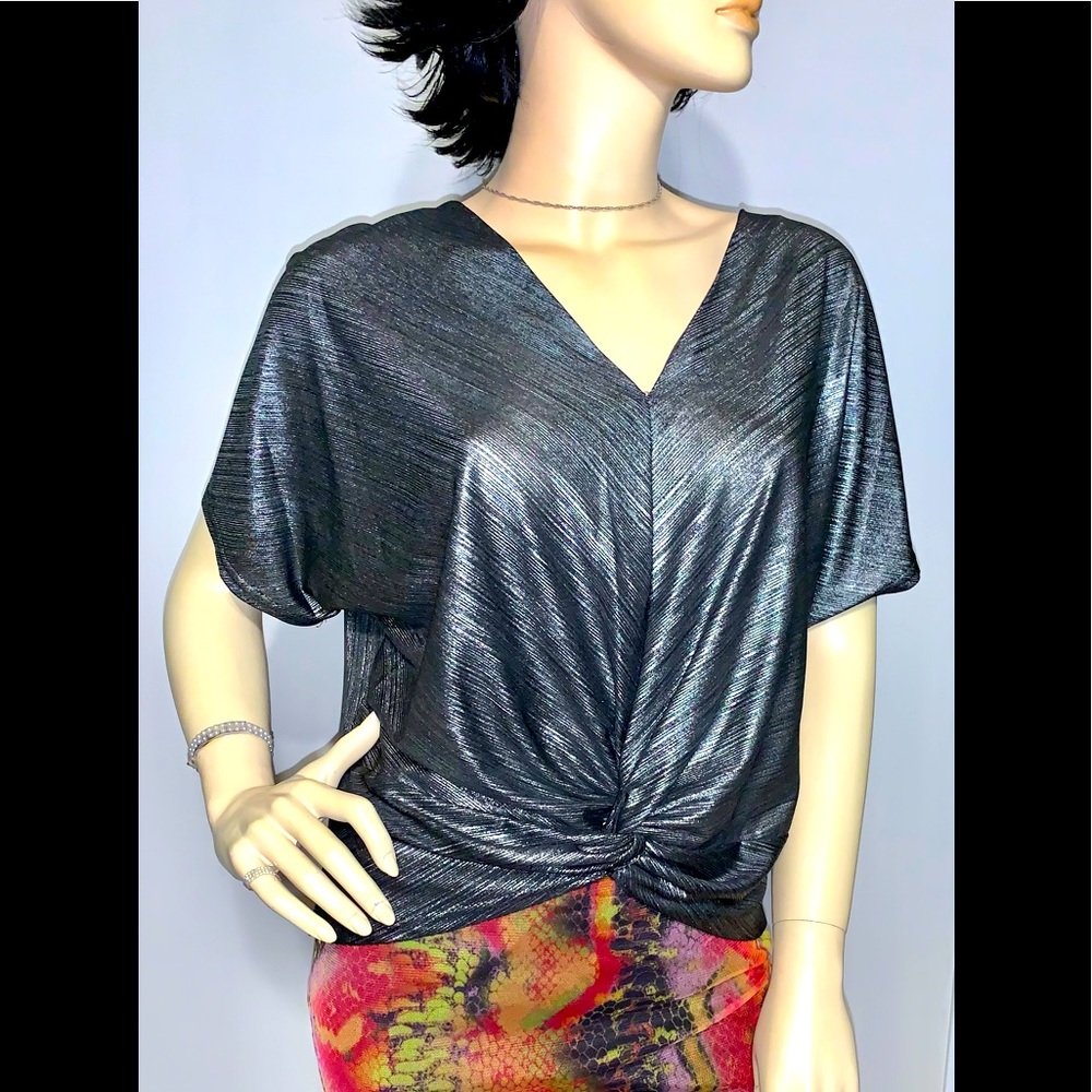 CODE MODE• Pewter Chevron Knot Blouse/ size (M)